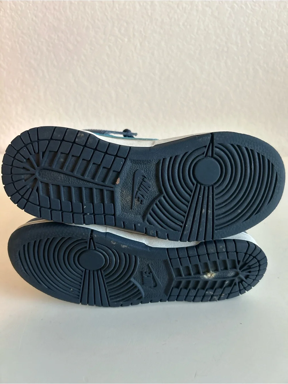 Nike Dunk High Sneakers in Light Bone and Diffused Blue, Kids Size 12c